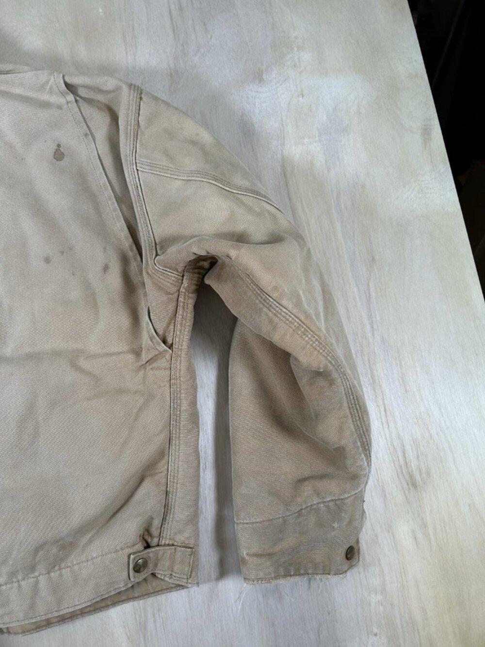 Vintage 1980s Carhartt Detroit Jacket Blanket Lined Tan Distressed Work Size M - Picture 11 of 14